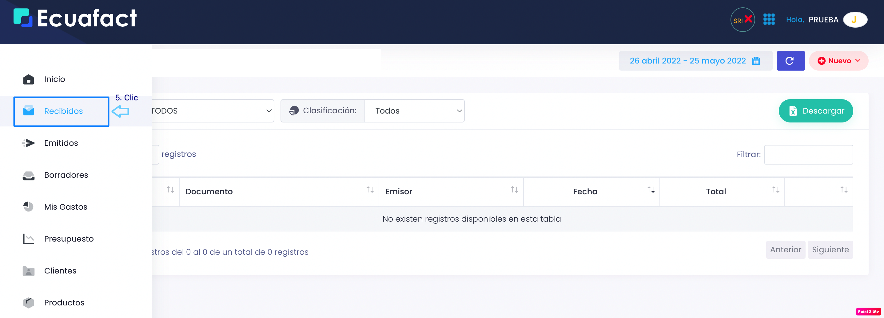 Activar Módulo de Recepción