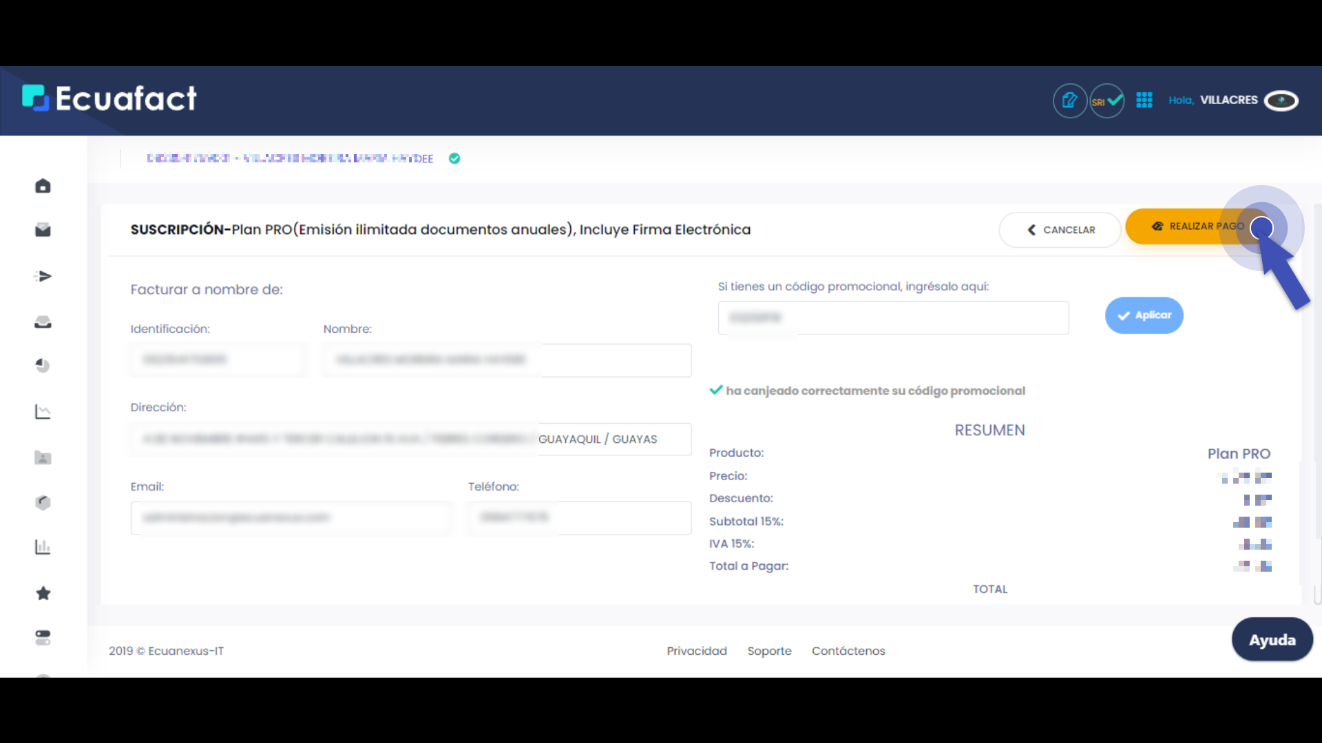 Cambio de un plan Básico a un Plan de Pago