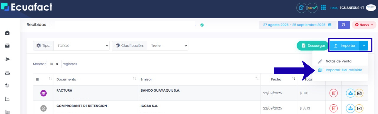 Cómo Importar XML  en Ecuafact