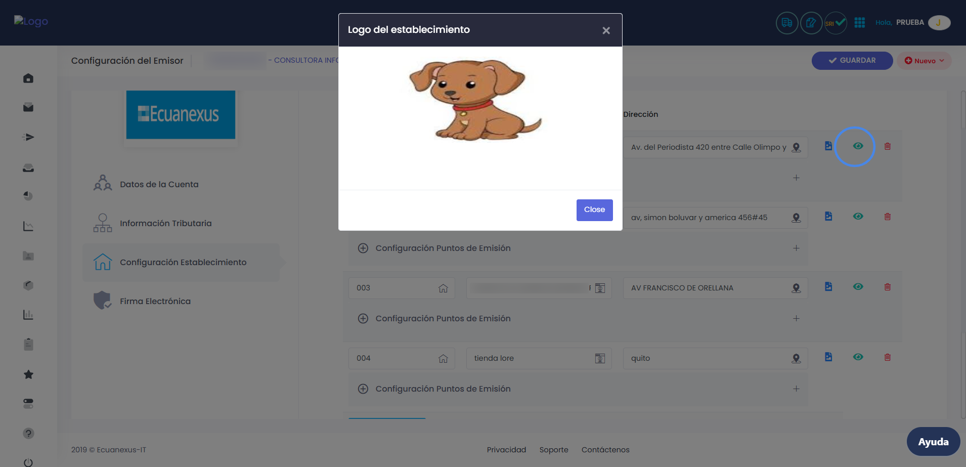 Configuración de Logos por Establecimiento