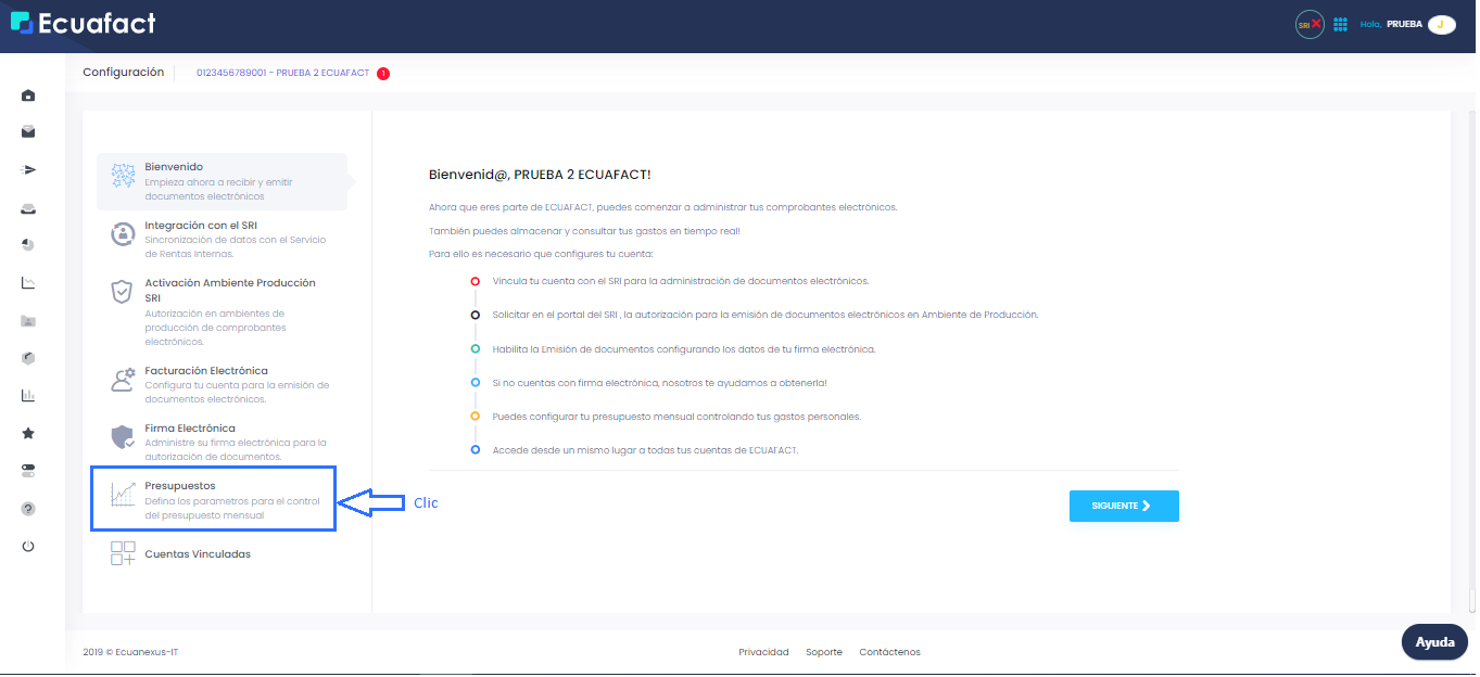 Configuración de Presupuesto