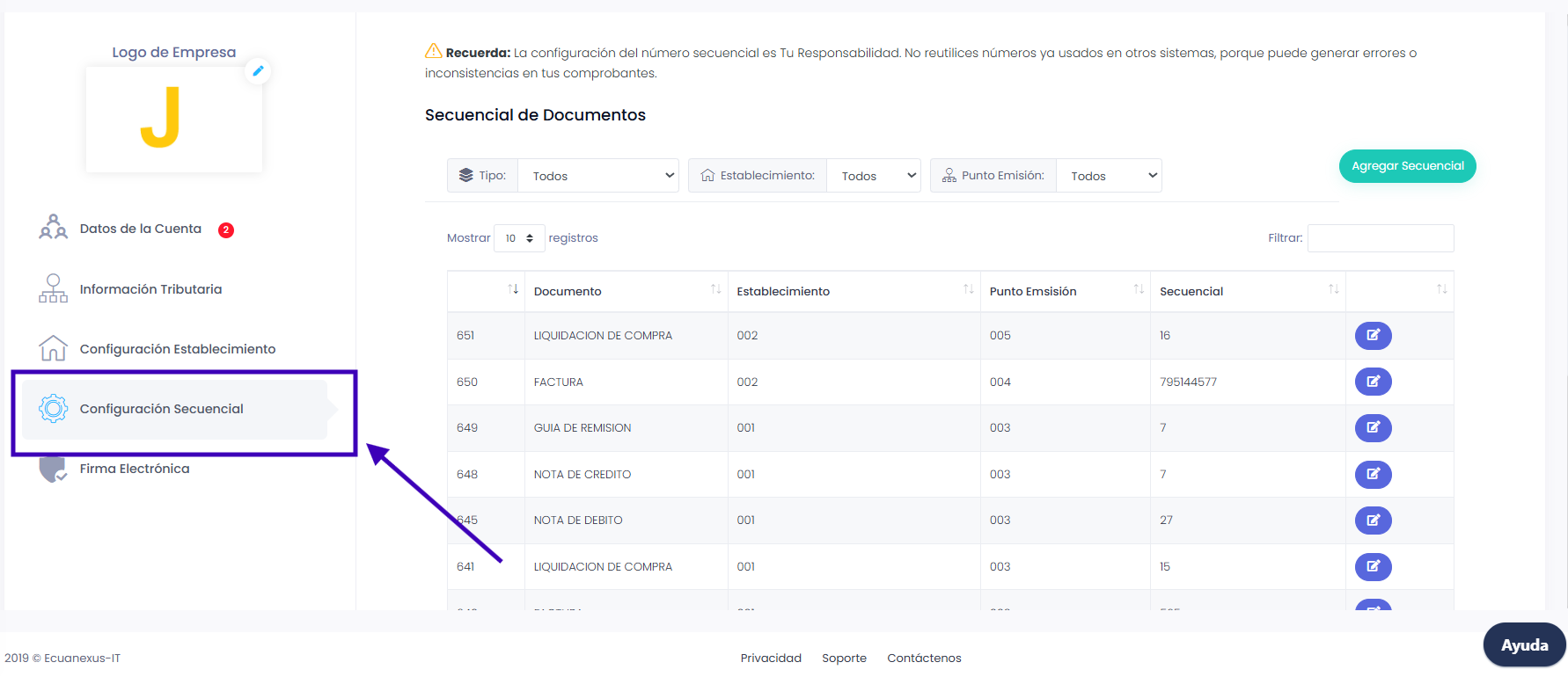 Guía rápida: Configuración de Secuenciales