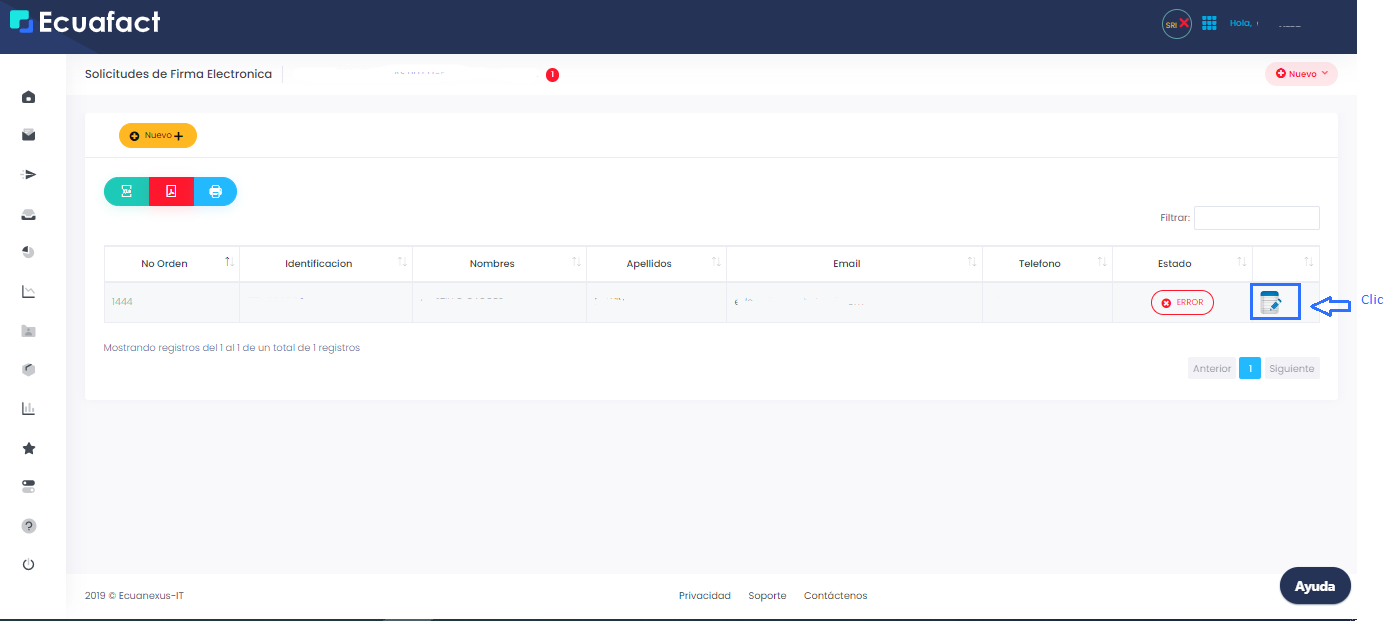 Corregir datos Firma Electrónica