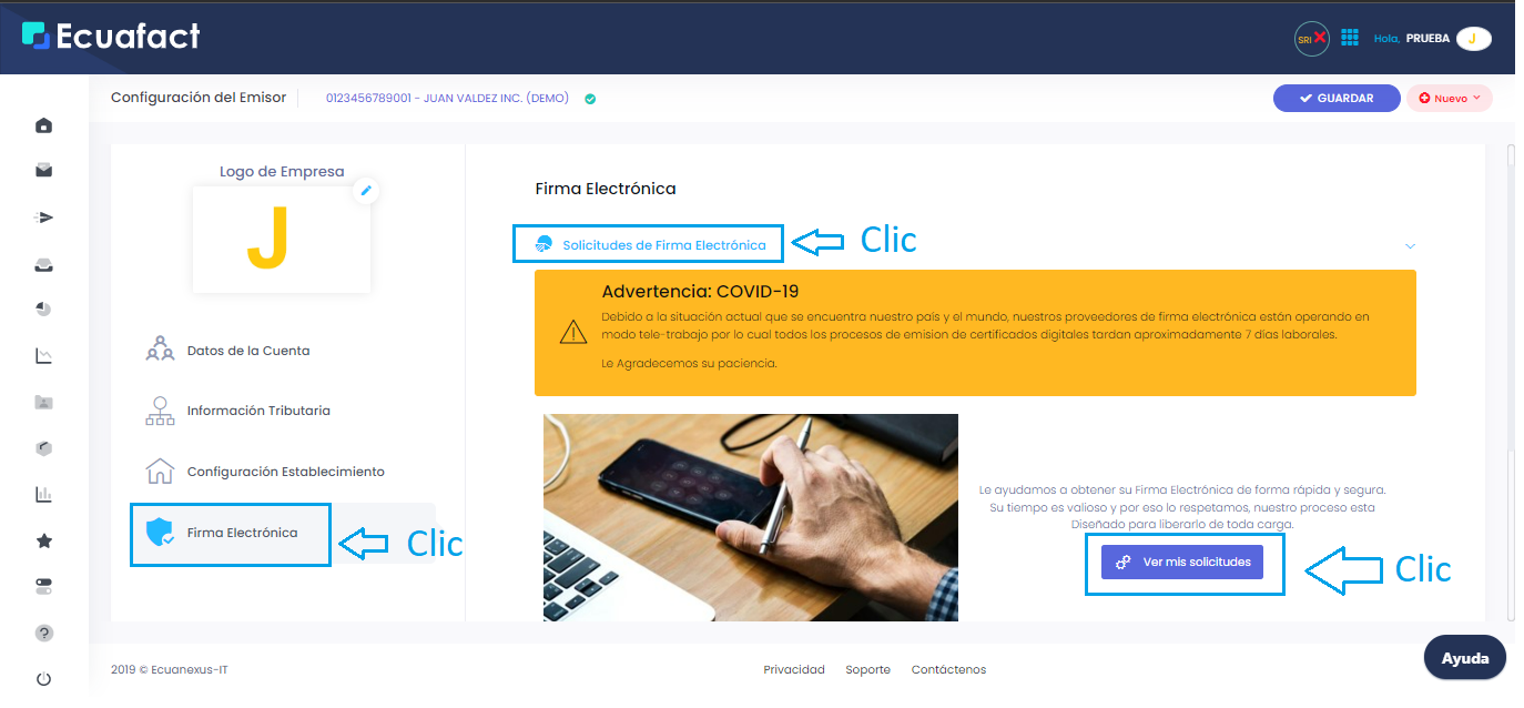 Corregir datos Firma Electrónica