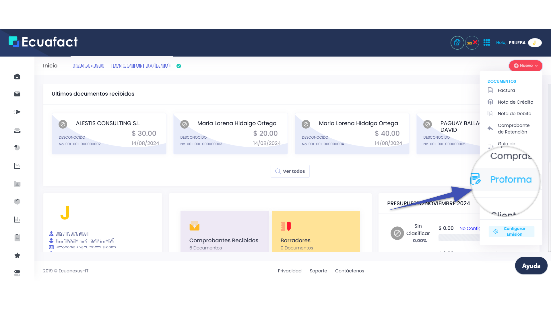 Guía para crear Proformas en Ecuafact