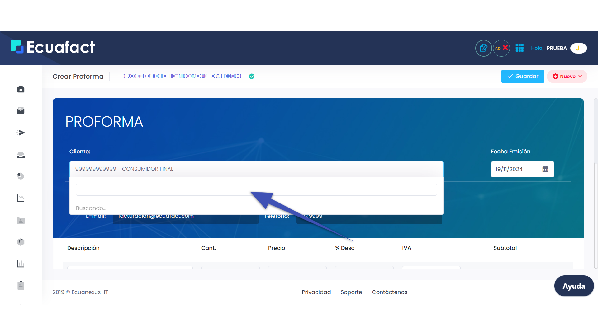 Guía para crear Proformas en Ecuafact
