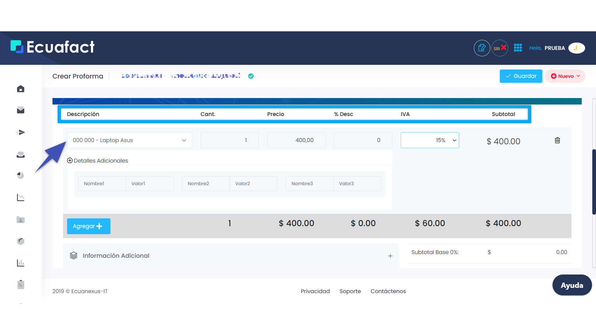 Guía para crear Proformas en Ecuafact