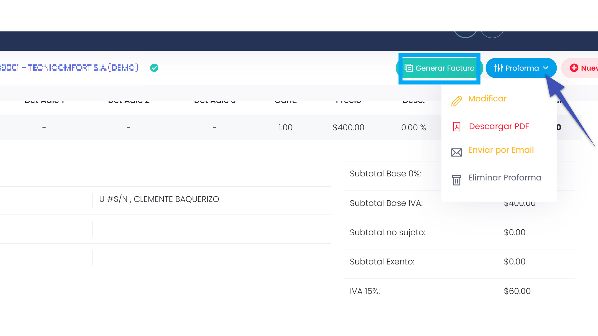 Guía para crear Proformas en Ecuafact