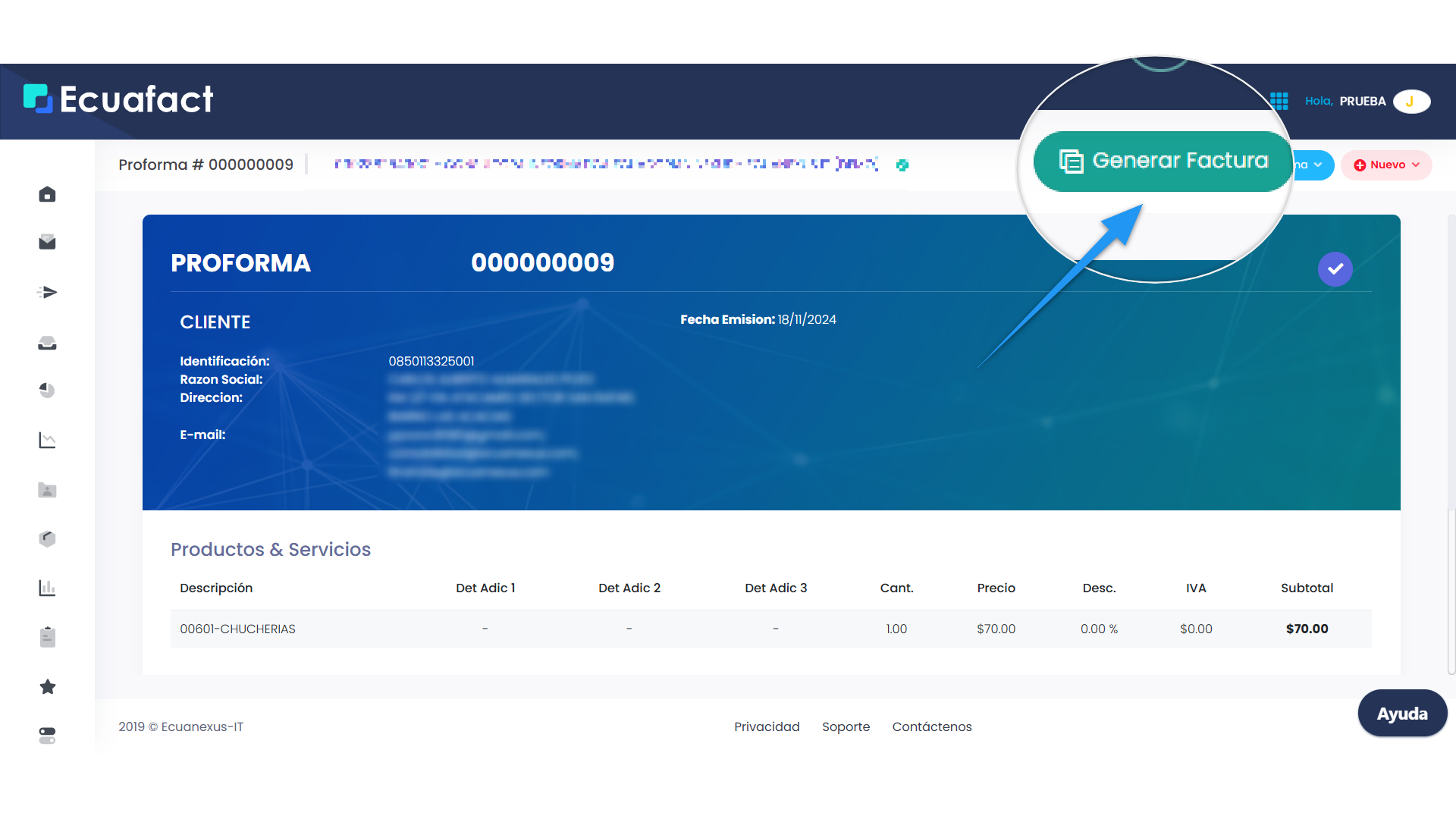Guía para crear Proformas en Ecuafact