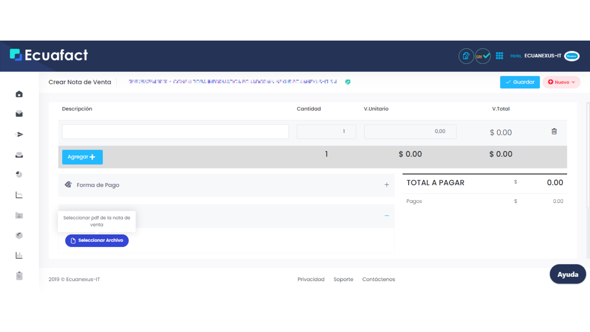 SECCIÓN ATS: Cómo Crear una Nota de Venta