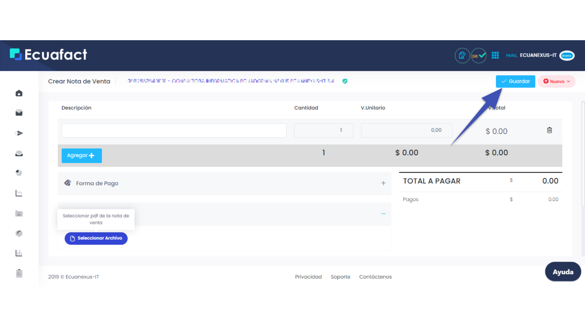 SECCIÓN ATS: Cómo Crear una Nota de Venta