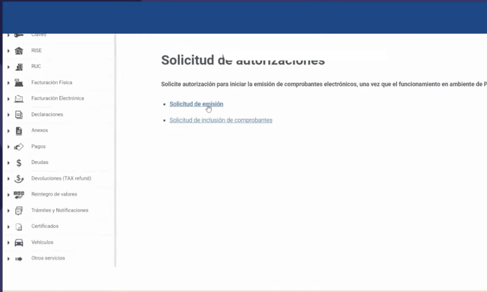 Solicitud de Autorización de Emisión SRI