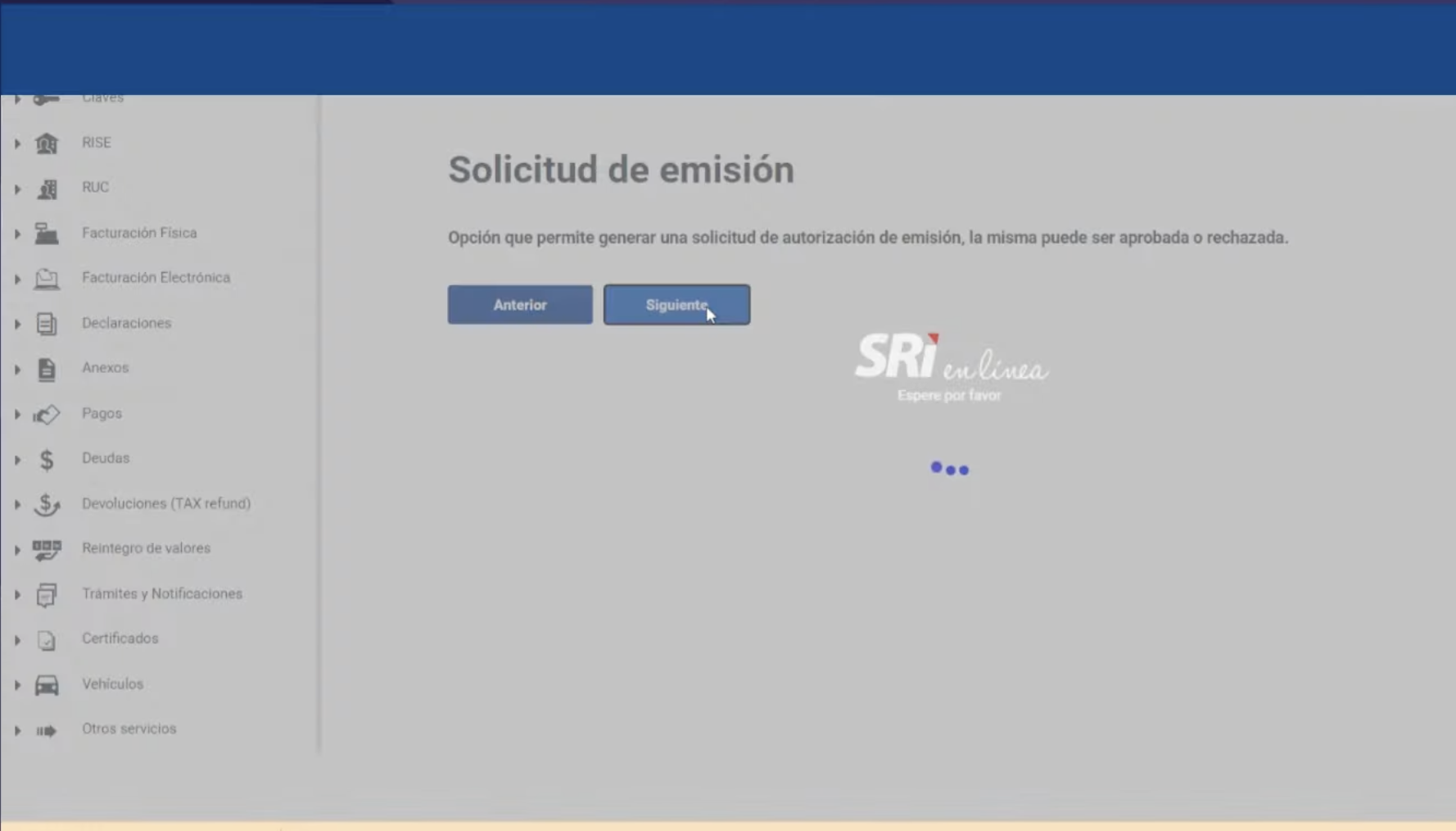 Solicitud de Autorización de Emisión SRI