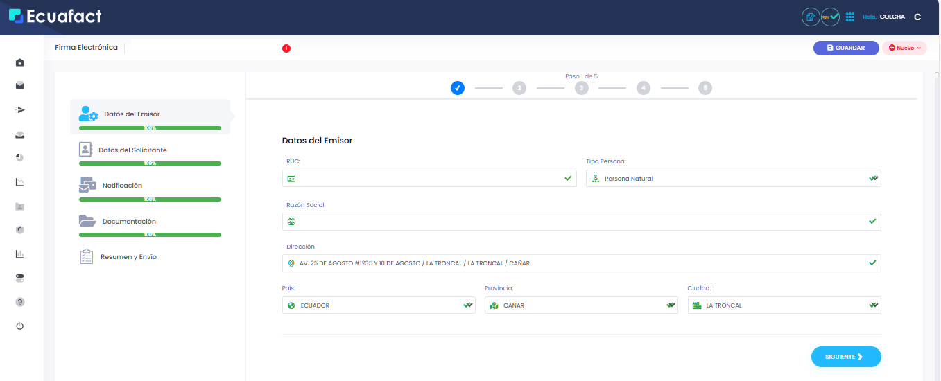 Solicitud de Firma Electrónica