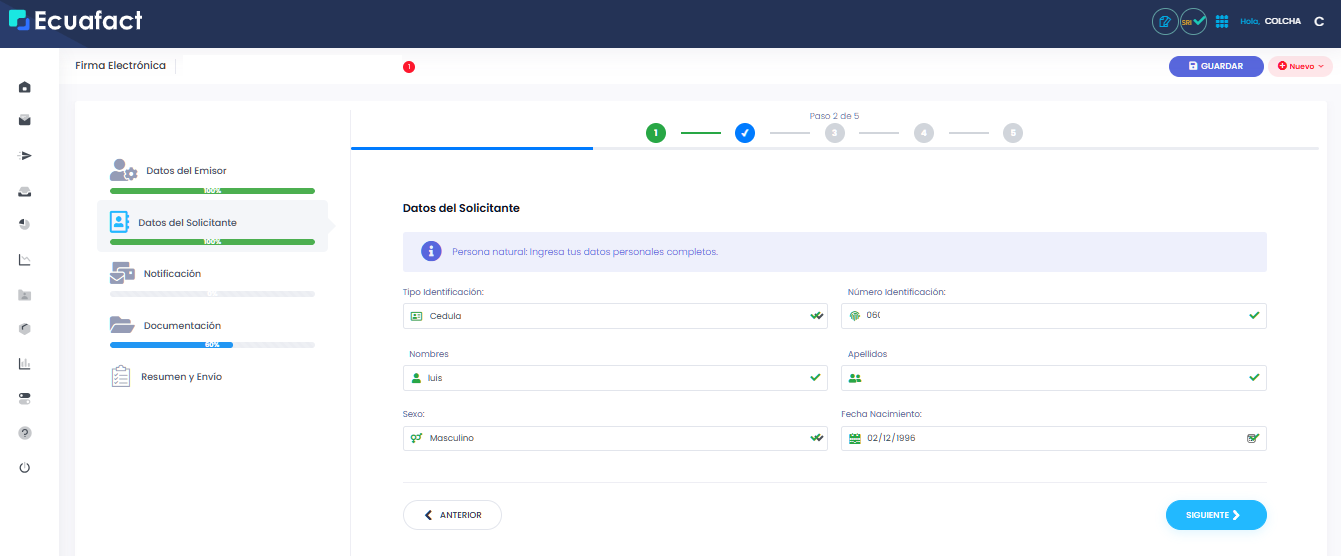Solicitud de Firma Electrónica