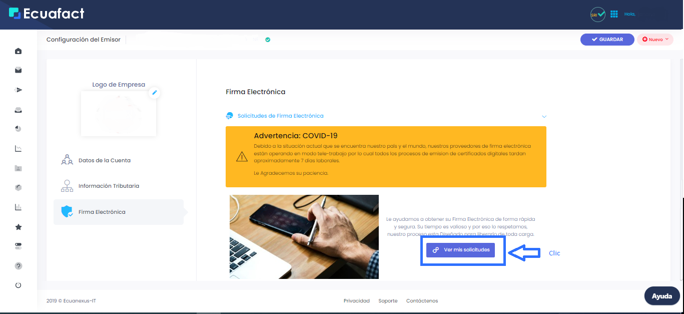Visualizar el estado de la solicitud de Firma Electrónica